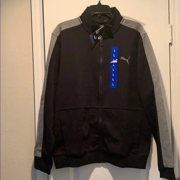 Puma Logo Jacket Full Zip Track Jacket Cardigan Black - Picture 3 of 13